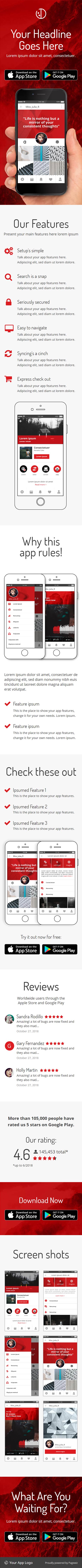 Landing page template: Keep blazing app 